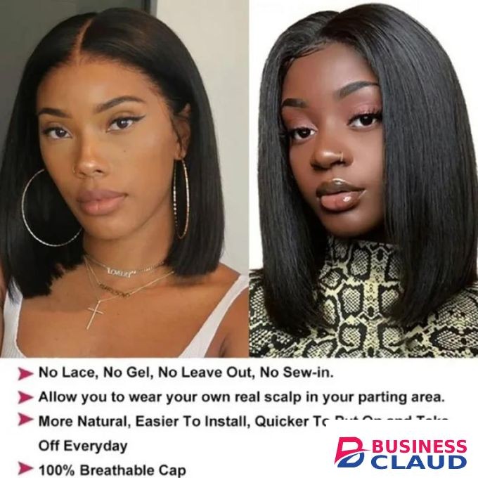 SXCHEN Lady Short Black Wig for Women Straight Bob Wigs for Girls Heat Resistant Synthetic Wigs Middle Part Hair Wigs Shoulder Natural Looking With Wig Cap Home Work Travel Date Party School
