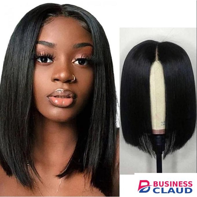 SXCHEN Lady Short Black Wig for Women Straight Bob Wigs for Girls Heat Resistant Synthetic Wigs Middle Part Hair Wigs Shoulder Natural Looking With Wig Cap Home Work Travel Date Party School