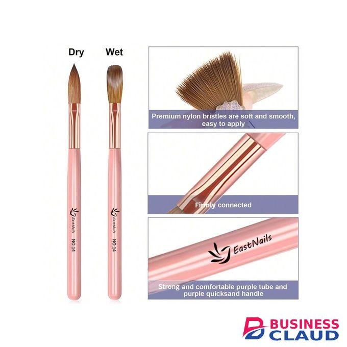 3Pcs Brush Set, Size 8/10/14 Professional Brushes Application Acrylic Powder Extension And 3D