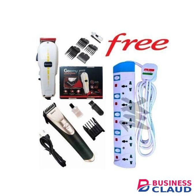 Geemy PROFESSIONAL HAIR SHAVING ELECTRIC HAIR KINYOZI MACHINE + FREE BEST CORDLESS RECHARGEABLE SCHOOL CUT SHAVER TRIMMER, 5 WAY POWER EXTENSION CABLE.