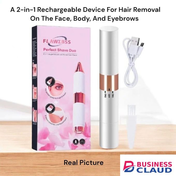 2-in-1 Rechargeable Facial & Body Hair Remover - Painless Eyebrow Trimmer & Lip Hair Removal Device For Women
