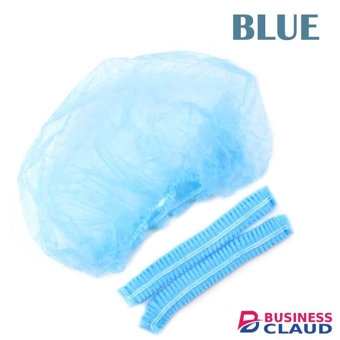 100 Pcs 21” Disposable Bouffant Caps, Hair Head Cover Net, Non-Woven, Medical, Labs, Spa, Nurse, Tattoo, Food Service, Health, For Men and Women (blue)