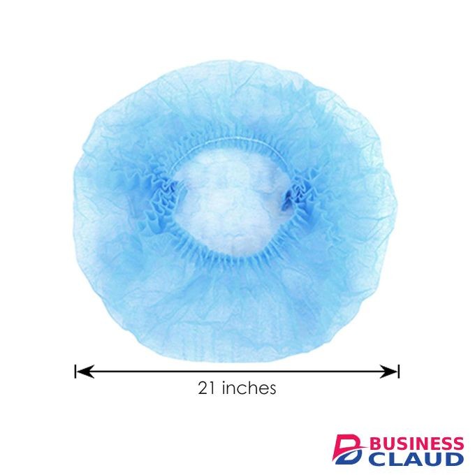 100 Pcs 21” Disposable Bouffant Caps, Hair Head Cover Net, Non-Woven, Medical, Labs, Spa, Nurse, Tattoo, Food Service, Health, For Men and Women (blue)