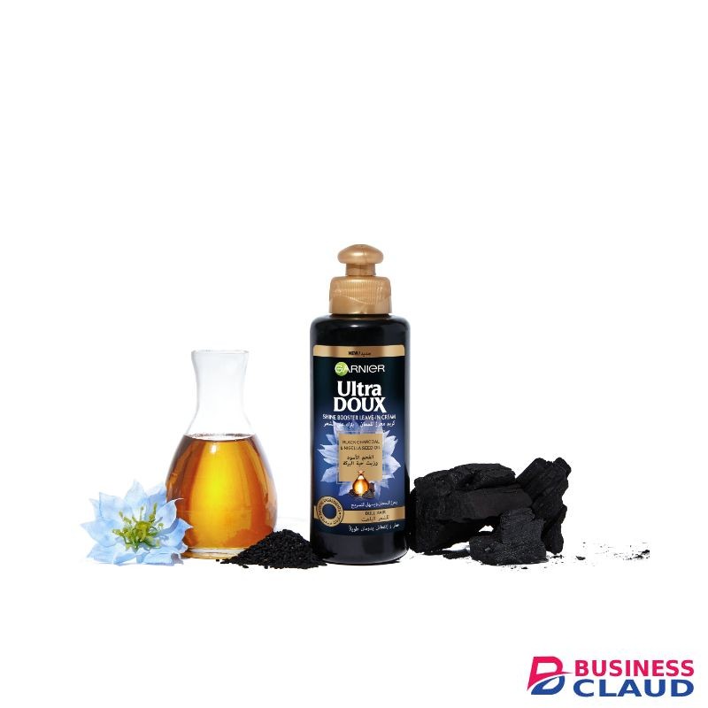 Garnier Ultra Doux Shine Booster Leave-In Cream With Black Charcoal & Nigella Seed Oil For Dull Hair 200ml