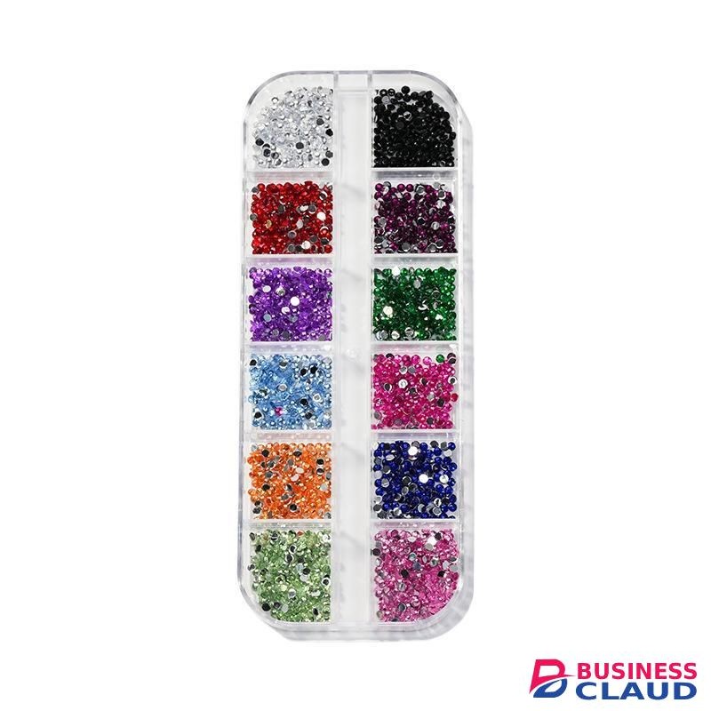 General 12 Colors Nail Art Rhinestones Set with Pickup Pencil, Flatback Crystal Gems for 3D Nail Design & DIY Decoration