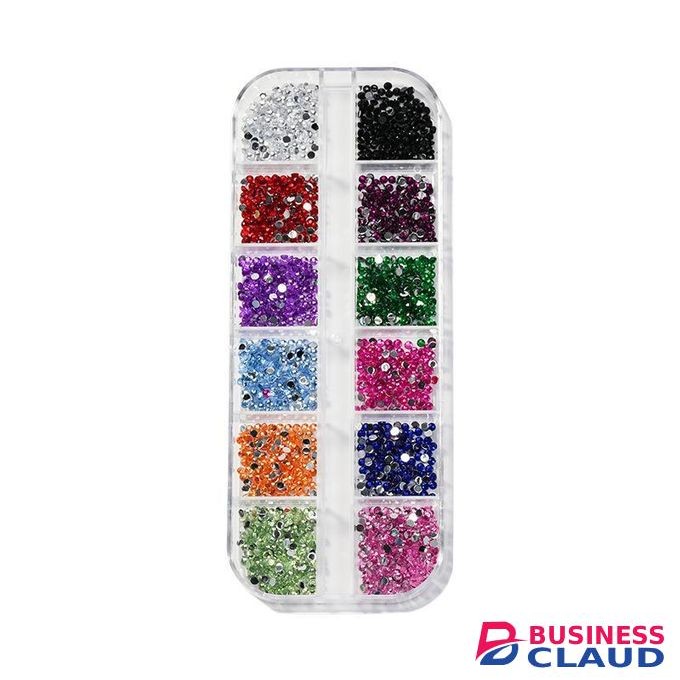 General 12 Colors Nail Art Rhinestones Set with Pickup Pencil, Flatback Crystal Gems for 3D Nail Design & DIY Decoration