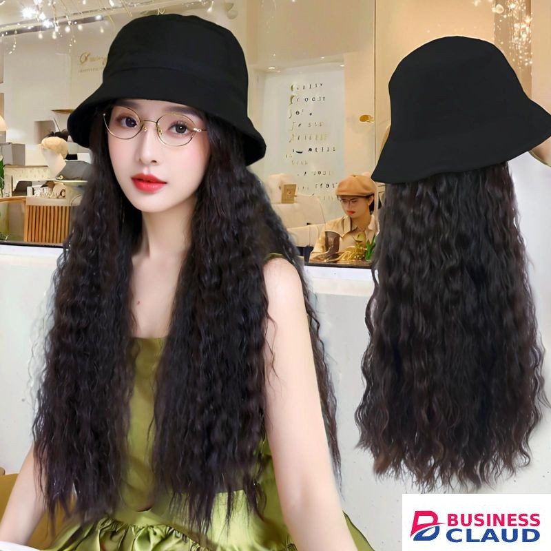 SXCHEN Fisherman's Hat Long Curly Hair Fashionable Fluffy Natural