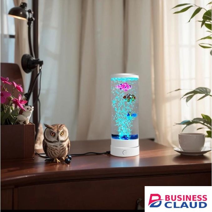 LED Bubble Fish Lamp Aquarium Night Light with Multi-Color Changing Light - 1.5L, Desk Decoration For Office Bedroom Living Room