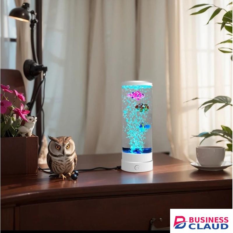 LED Bubble Fish Lamp Aquarium Night Light with Multi-Color Changing Light - 1.5L, Desk Decoration For Office Bedroom Living Room