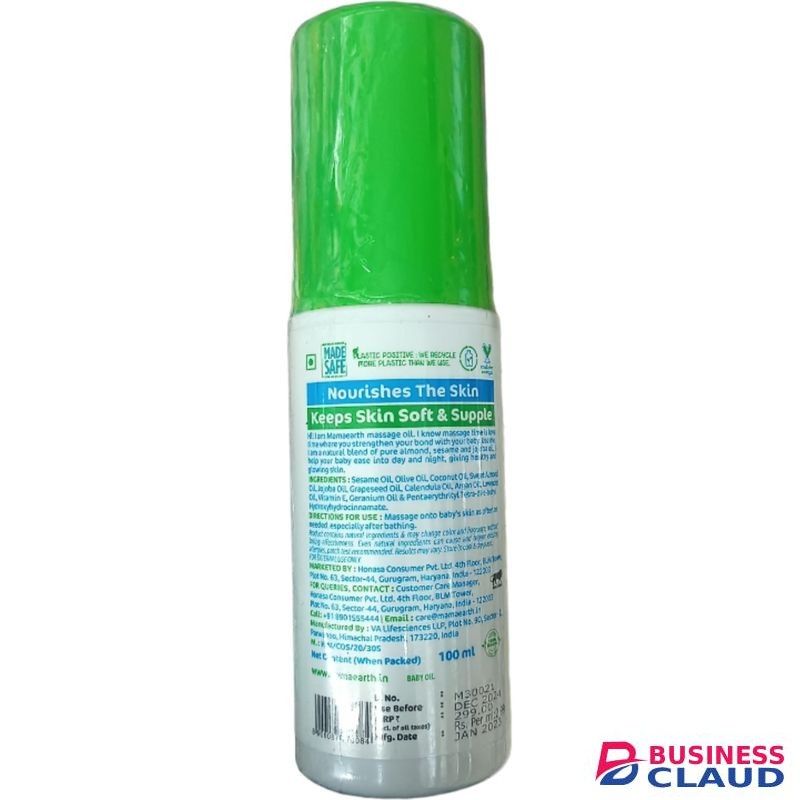 Mama Earth Baby Soothing Massage Oil KEEPS SKIN SOFT & SUPPLE NOURISHES PROMOTES SLEEPa