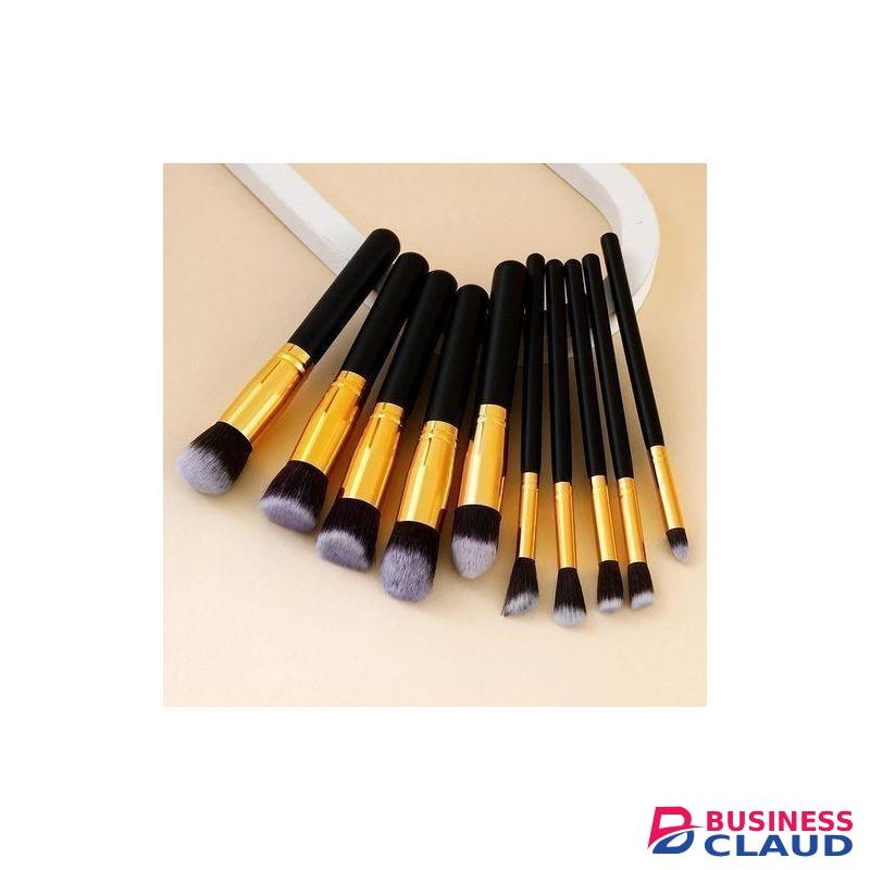 SXCHEN 10 Pcs Professional Makeup Brush Set Practical Beauty Tools Black Gold