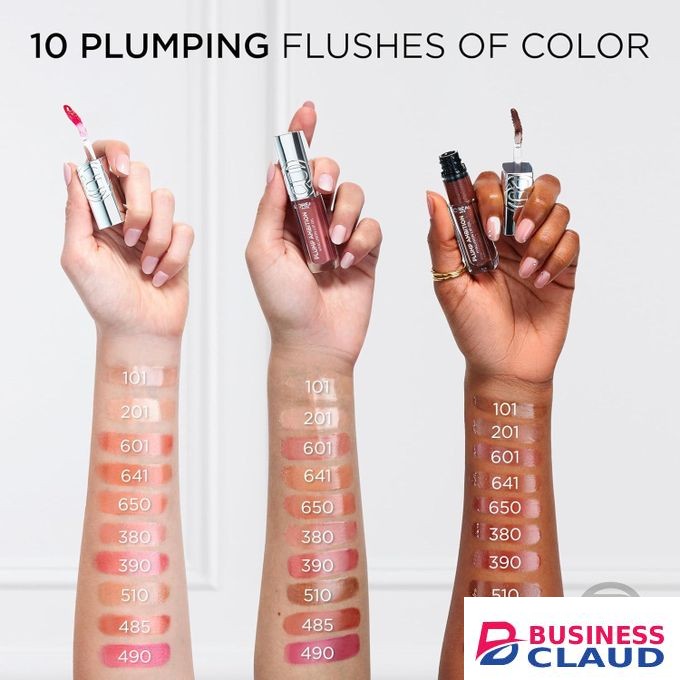 L'Oréal Paris Plump Ambition Hyaluron Lip Oil, Shade: 380 Rouge in Love, 24 HR Lip Gloss with Hyaluronic Acid, Volumizing Formula with Glass-Like Shine, 5ml