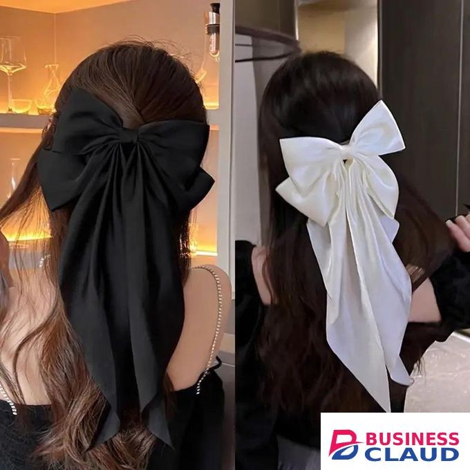 Bouc ruban clip cheveux - blanc