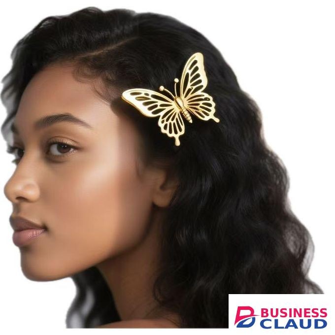 Blond Butterfly hairpin with Wings Can Flutter.