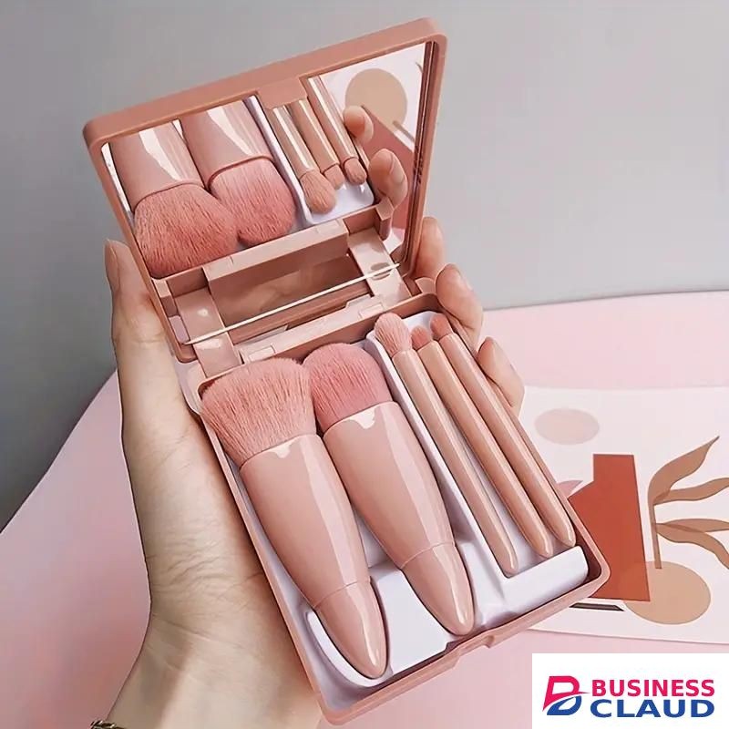 5pcs Travel Size Makeup Brushes Set Mini Makeup Brushes, Small Complete Function Cosmetic Brushes Kit With Case And Mirror Perfe