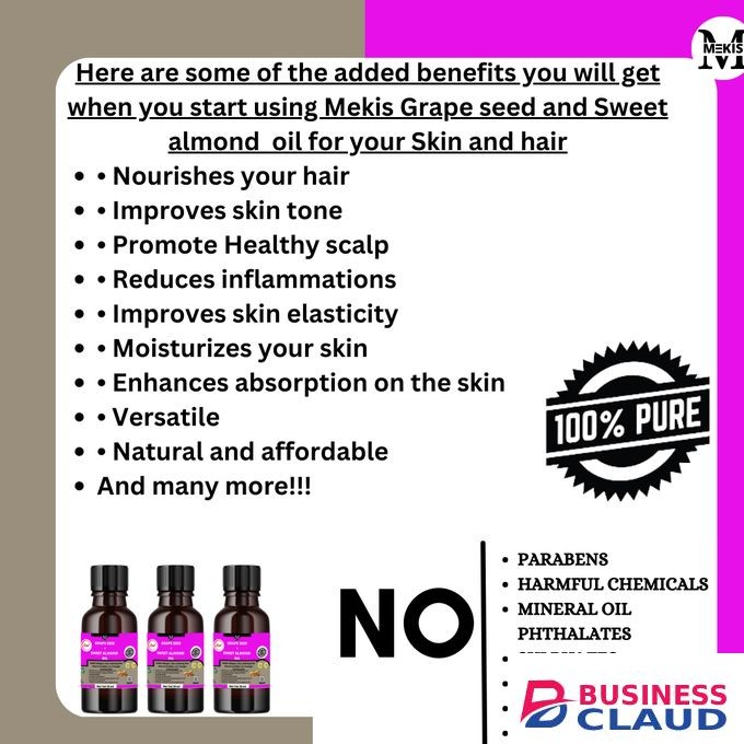 Mekis Grapeseed &Sweet Almond Oil-30Ml,For Dull &Uneven Skin Tone,