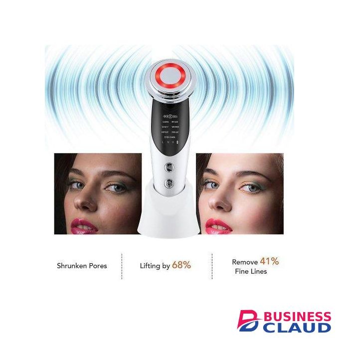 7 in 1 Facial Massager EMS Microcurrent Color Light V-ibration LED Beauty Purification - White