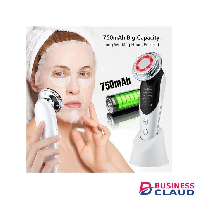7 in 1 Facial Massager EMS Microcurrent Color Light V-ibration LED Beauty Purification - White