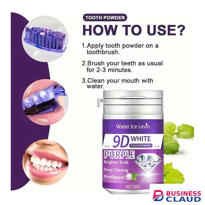 90 Second Teeth Powder - Purple Formula, Deep Cleaning, Enamel Safe, Fresh Breath, Instant Brightening