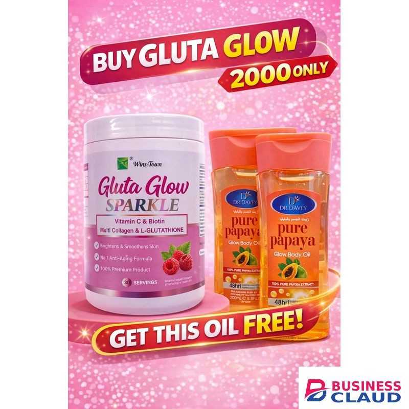 Gluta Glow Sparkle + FREE Dr Davey Pure Papaya Body Oil (200ml)