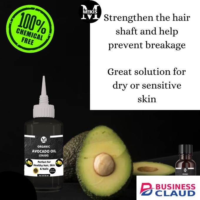 Mekis 100% Avocado Oil(Crude)-30ml,Support Softer,Smoother Skin, Hair Growth & Collagen Production