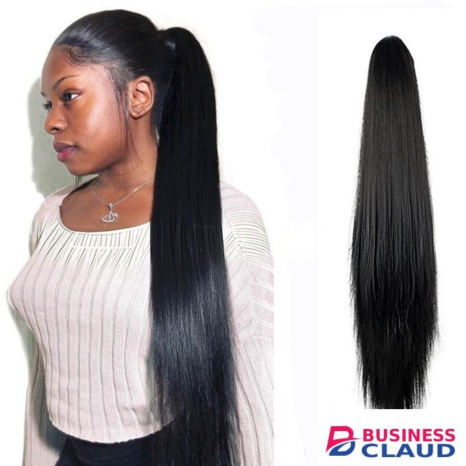 SXCHEN Women's Clip-On Black Ponytail With Long Straight Natural Hair