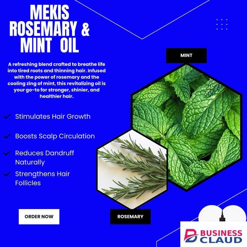 Mekis Rosemary Mint Oil - Stimulates Hair Growth , Boosts Scalp Circulation, Reduces Dandruff Naturally ,Strengthens Hair Follicles
