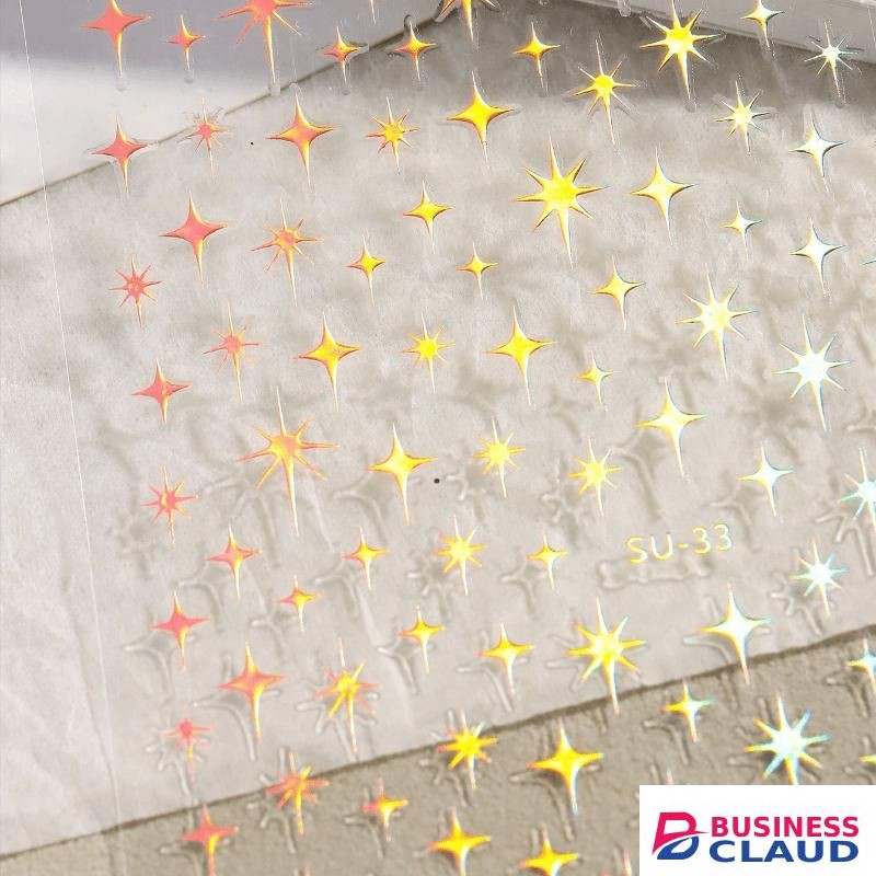 General 2Pcs Golden 3D Metal Laser Starburst Nail Stickers - Y2K Style for Manicure & French Nail Art