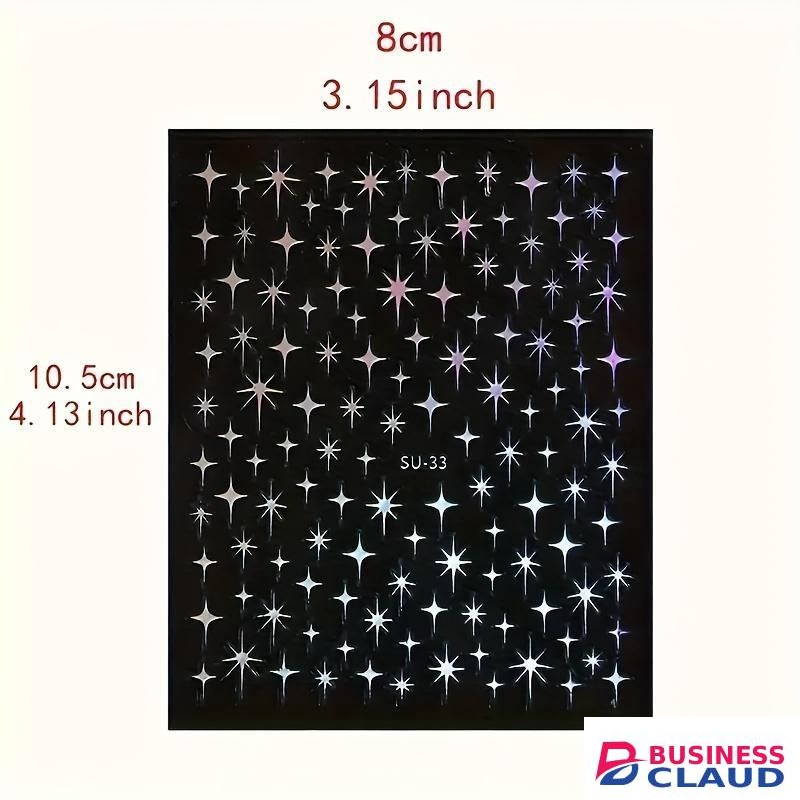 General 2Pcs Golden 3D Metal Laser Starburst Nail Stickers - Y2K Style for Manicure & French Nail Art