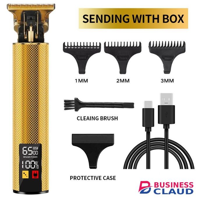 Hair Clippers for Men Cordless Professional Beard Trimmers with LCD Display Gold