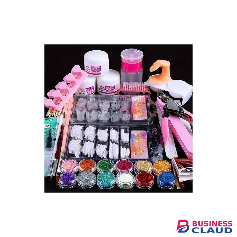 Professional Acrylic Manicure Kit - 12 Pieces Glitter for Beginners DIY Manicure