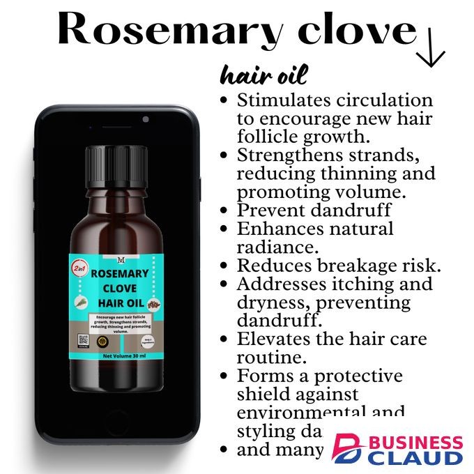 Mekis Rosemary Clove Hair Oil - Encourage new hair follicle growth, Strengthens strands, Reducing thinning and promoting volume.