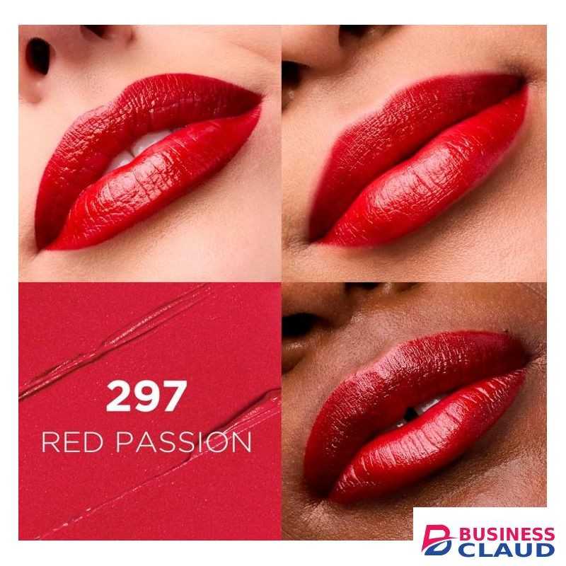 L'Oréal Color Riche Satin Lipstick- 297 Red Passion, Lasts for up to 16hr Infused with Hyaluronic acid, Lips Look Fuller all day long