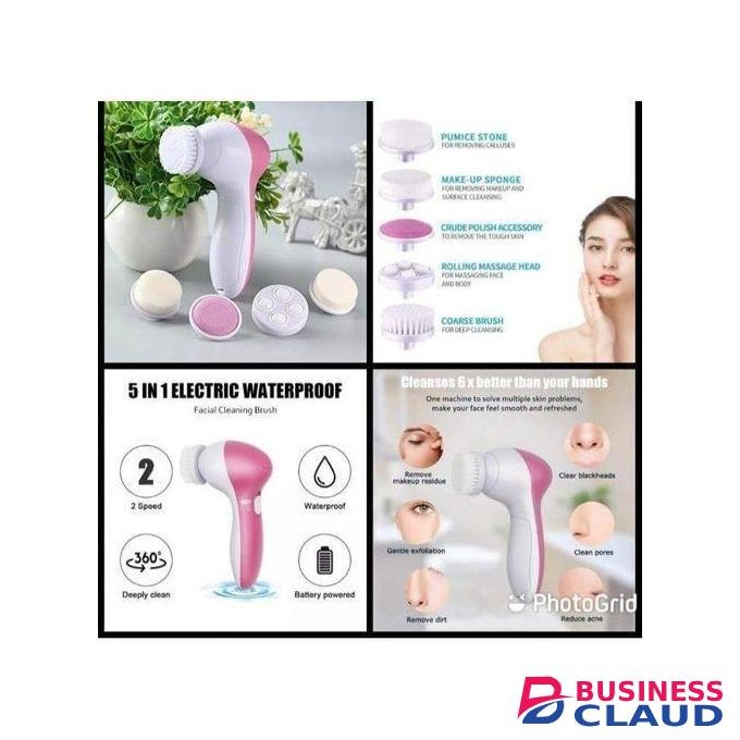 5in 1 Electric Facial massager Cleansing Brush Face for Deep Cleansing Gentle Exfoliating Removing Blackhead Massaging