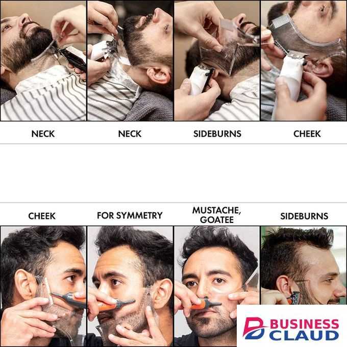 Beard Shaping & Styling Tool With Comb for Perfect line up & Edging For Men's Jaw Cheek/Neck Line, Symmetric/Curve/Step Cut Works with Any Beard Razor Electric Trimmers or Clippers (Clear-1pcs)
