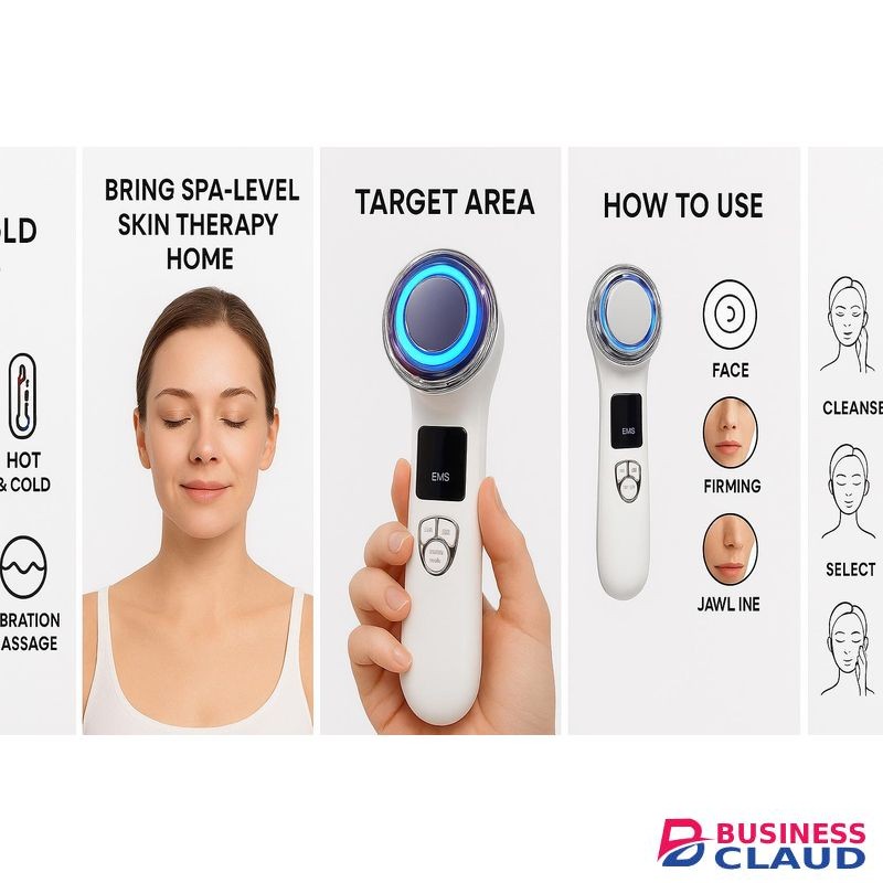 EMS Hot and Cold Photon Facial Beauty Device- Lifting, Firming, LED Therapy, Skin Tightening, Deep Clean, Anti Acne