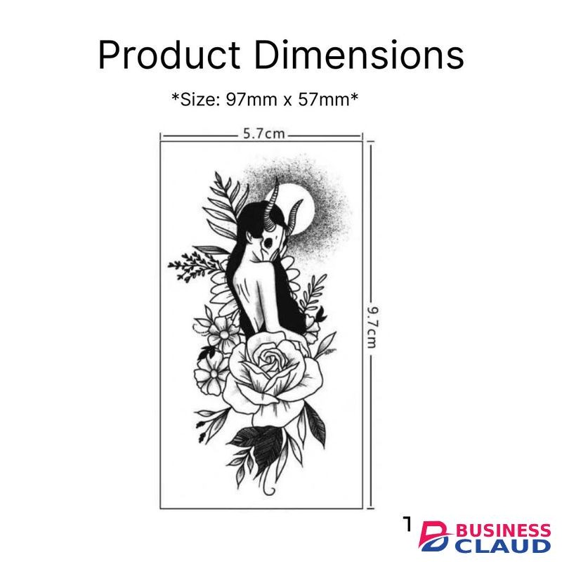 iyooyoo 30 PCS-Pack Sketch Flower Tattoo Stickers - Elegant Black & White Rose, Butterfly, Daisy Temporary Tattoos (97x57mm) for Women, Cover Scars, Boho Chic Body Art