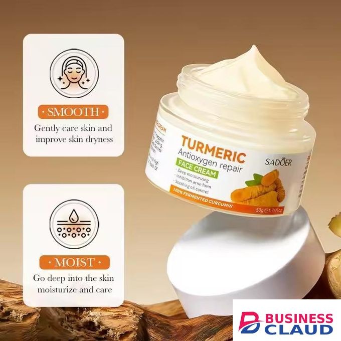 SADOER Quality 2 in 1,Turmeric Cream + Tumeric Serum, the Combination of Tumeric Cream and Turmeric Serum Guarantees Like Vitamin C, Deep Hydration, inhibits Acne formation, Lighten Acne Marks, Sooth