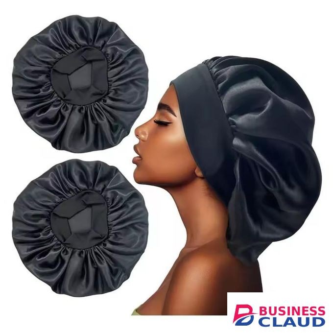 Women Night Sleep Hair Caps Silky Bonnet Satin Double Layer Adjust Head Cover Hat Shower Cap for Curly Hair Styling Accessories
