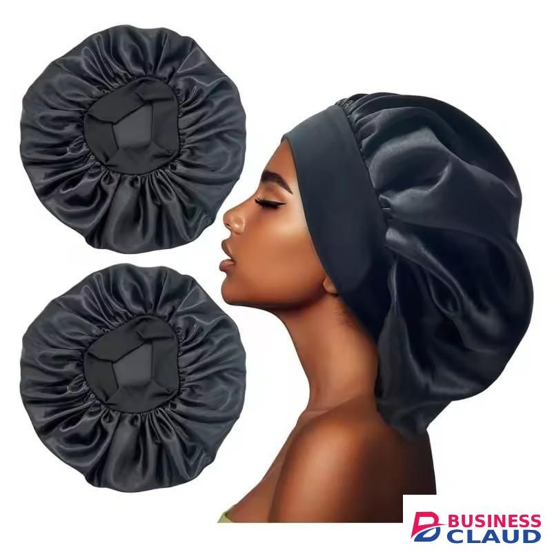 Women Night Sleep Hair Caps Silky Bonnet Satin Double Layer Adjust Head Cover Hat Shower Cap for Curly Hair Styling Accessories