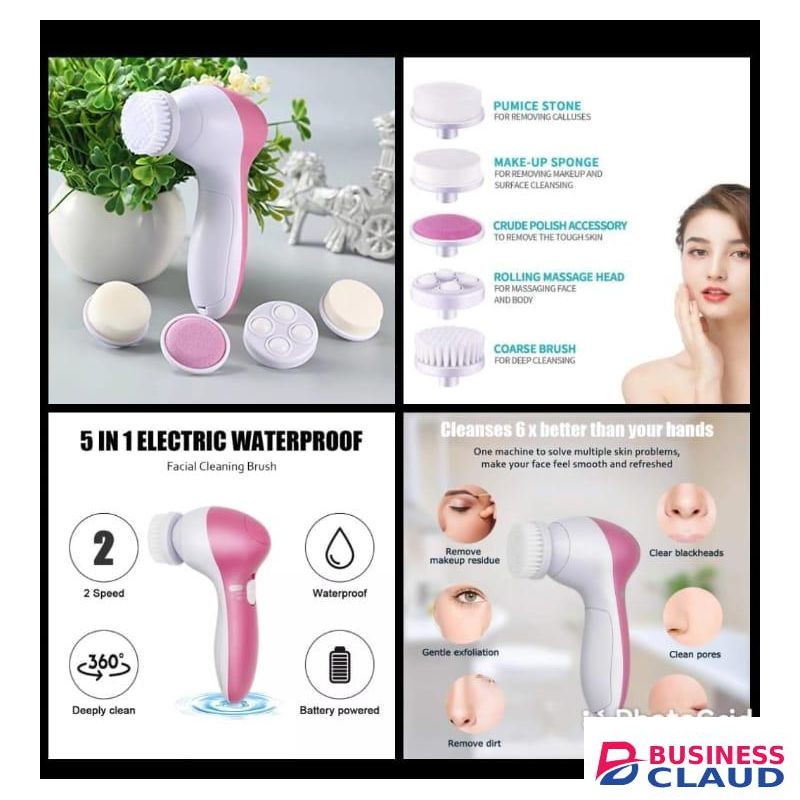Facial Massager 5 In 1 Pore Cleaner Body Massager, Replaceable Head Brush Beauty Tool, Electric Face Cleansing Brush, Facial Brush Deep Cleaning