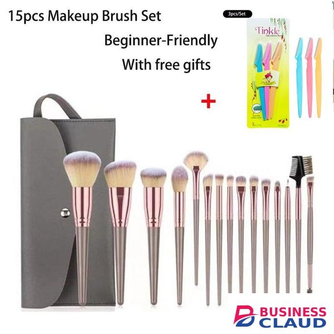 15pcs Naked Professional Loose Powder Complete Makeup Brush Set