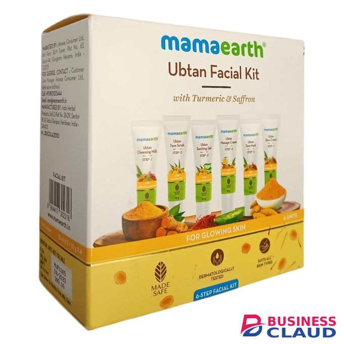 Mama Earth UBTAN FACIAL KIT With Turmeric & Saffron CLEANSING MILK + FACE SCRUB + SOOTHING GEL + MASSAGE CREAM + FACE MASK + GLOW CREAM