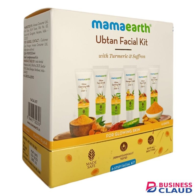 Mama Earth UBTAN FACIAL KIT With Turmeric & Saffron CLEANSING MILK + FACE SCRUB + SOOTHING GEL + MASSAGE CREAM + FACE MASK + GLOW CREAM