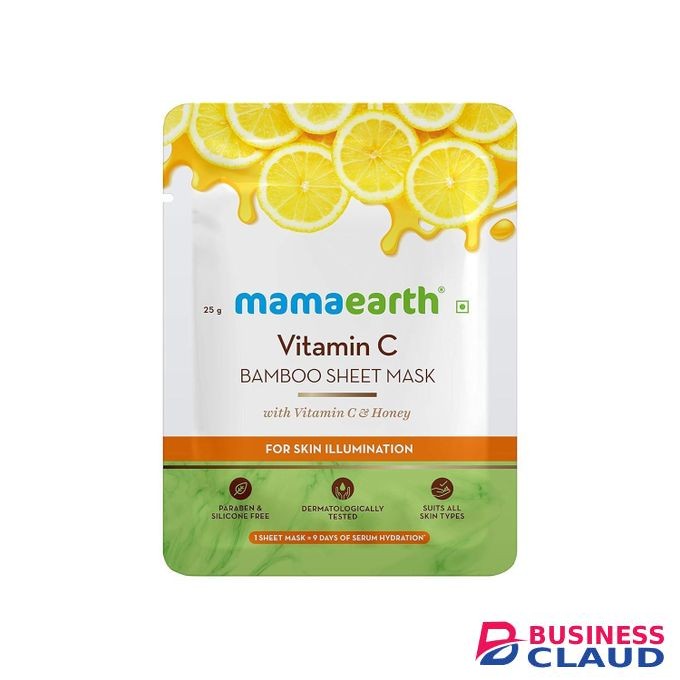 Mama Earth Vitamin C Bamboo Sheet Mask with Vitamin C & Honey for Skin Illumination, Dryness