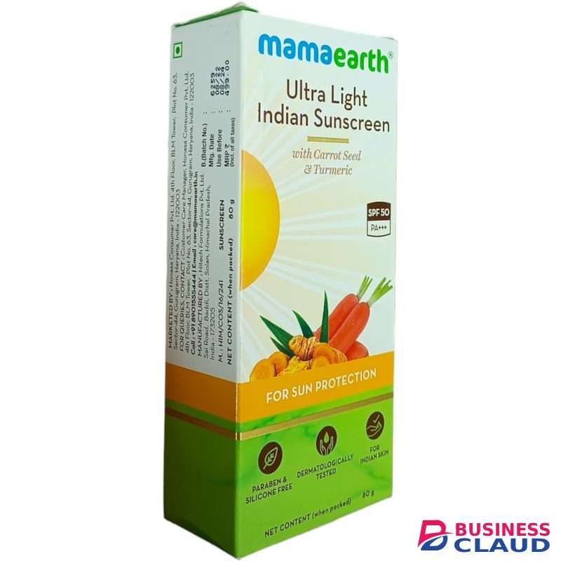 Mama Earth Ultra Light Indian Sunscreen CARROT SEED & TURMERIC Sun Protection jm