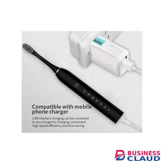 Electric Toothbrushes White With 4 Brush Heads-BLACK