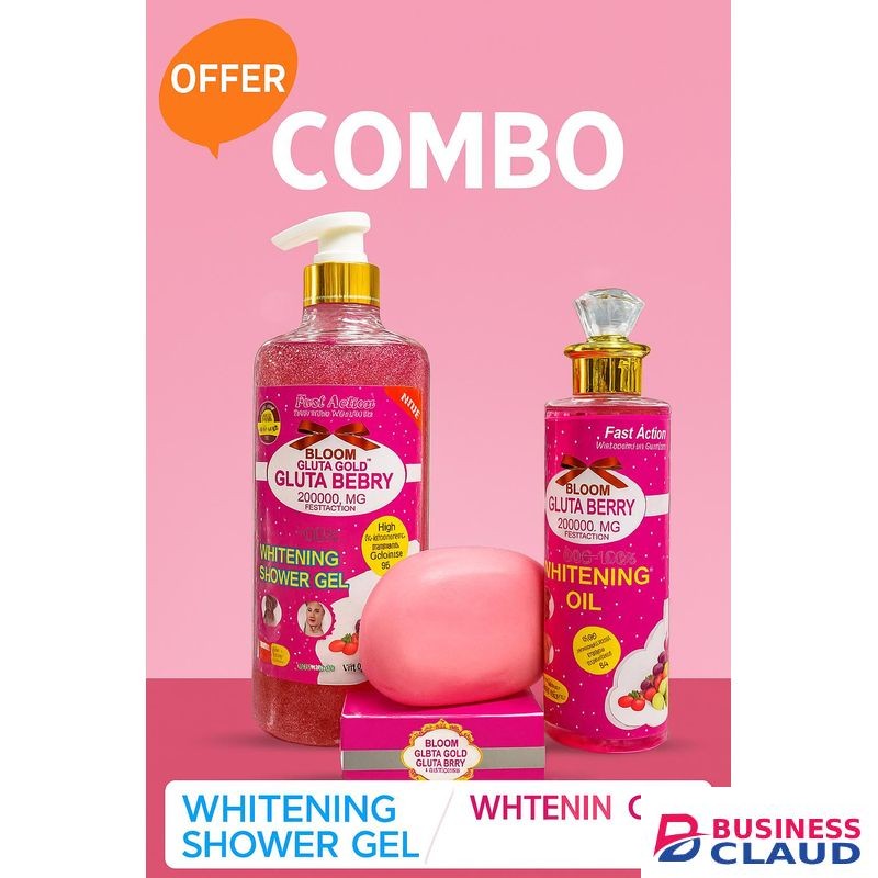 Gluta Berry berry Combo – Whitening Soap + Shower Gel + Body Oil