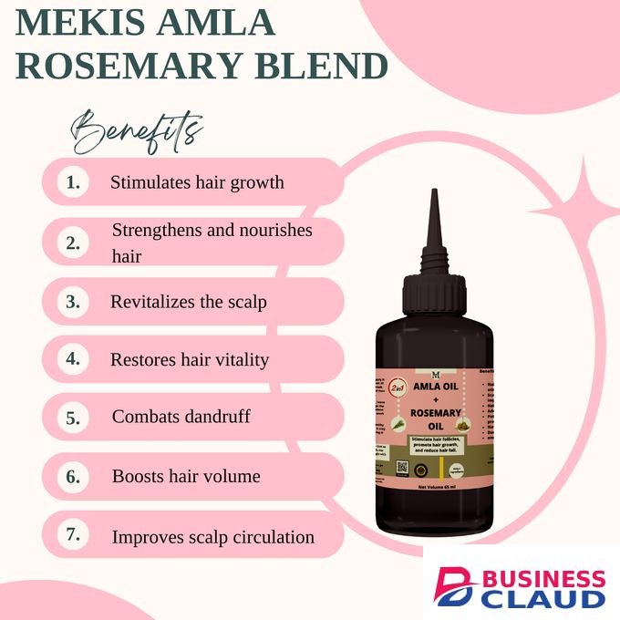 Mekis Amla Rosemary Oil- Stimulates Hair Growth, Strengthens strands, Reducing thinning and promoting volume.