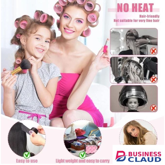 50Piece Hair Curler Roller With Pink Clips 4 Sizes 25mm/36mm/48mm/60mm